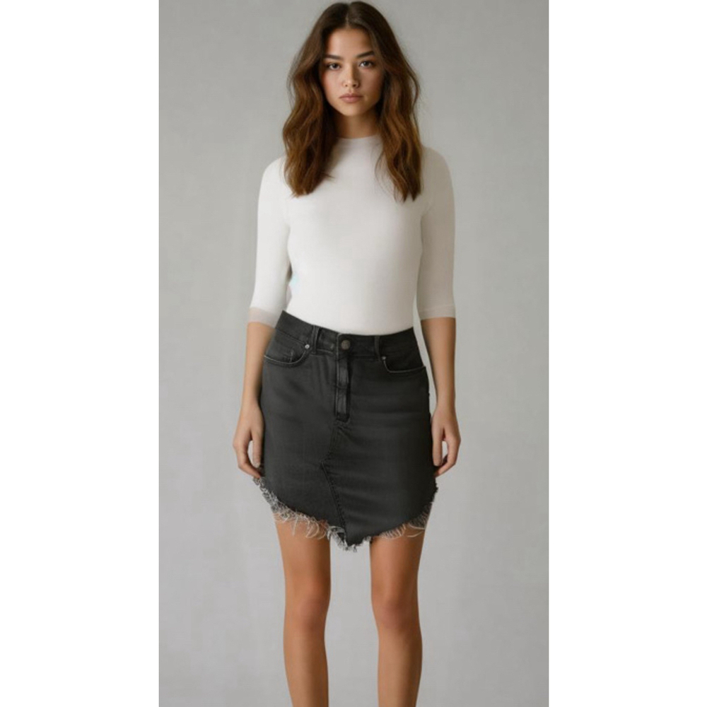Listicle Denim Skirt, Women’s SZ: S, Black